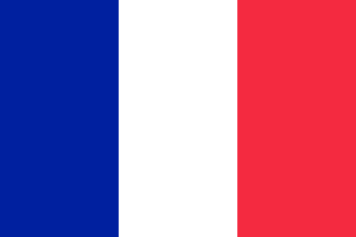 Bandeira da França. Três faixas verticais nas cores, azul, branca e vermelha.