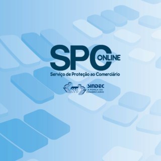 Fundo azul claro com a logomarca SPC on line, Serviço de Proteção ao Comerciário-Sindec.